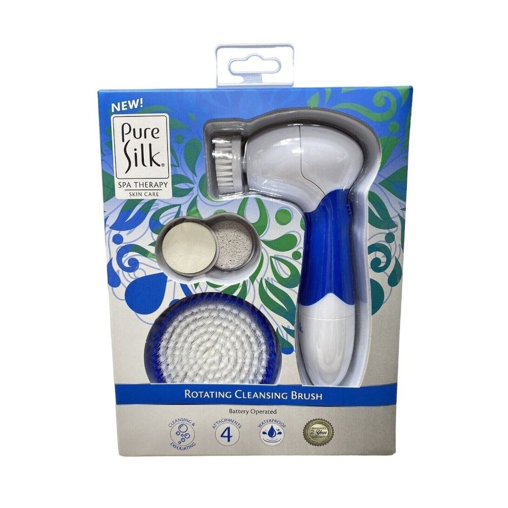 Pure Silk Rotating Cleansing Brush Spa Kit, Brand New Exfoliating Facial Brush